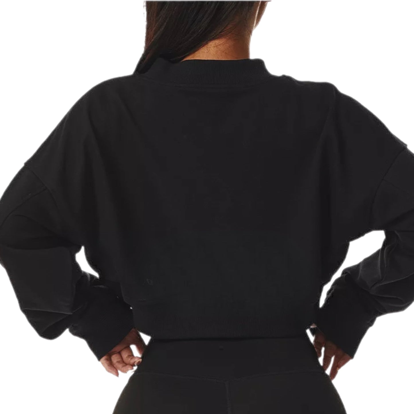 Loose Plain Women V-Neck Cropped Pullover